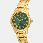 Men Quartz Green Dial Analog Metal Watch 3519E-M2214