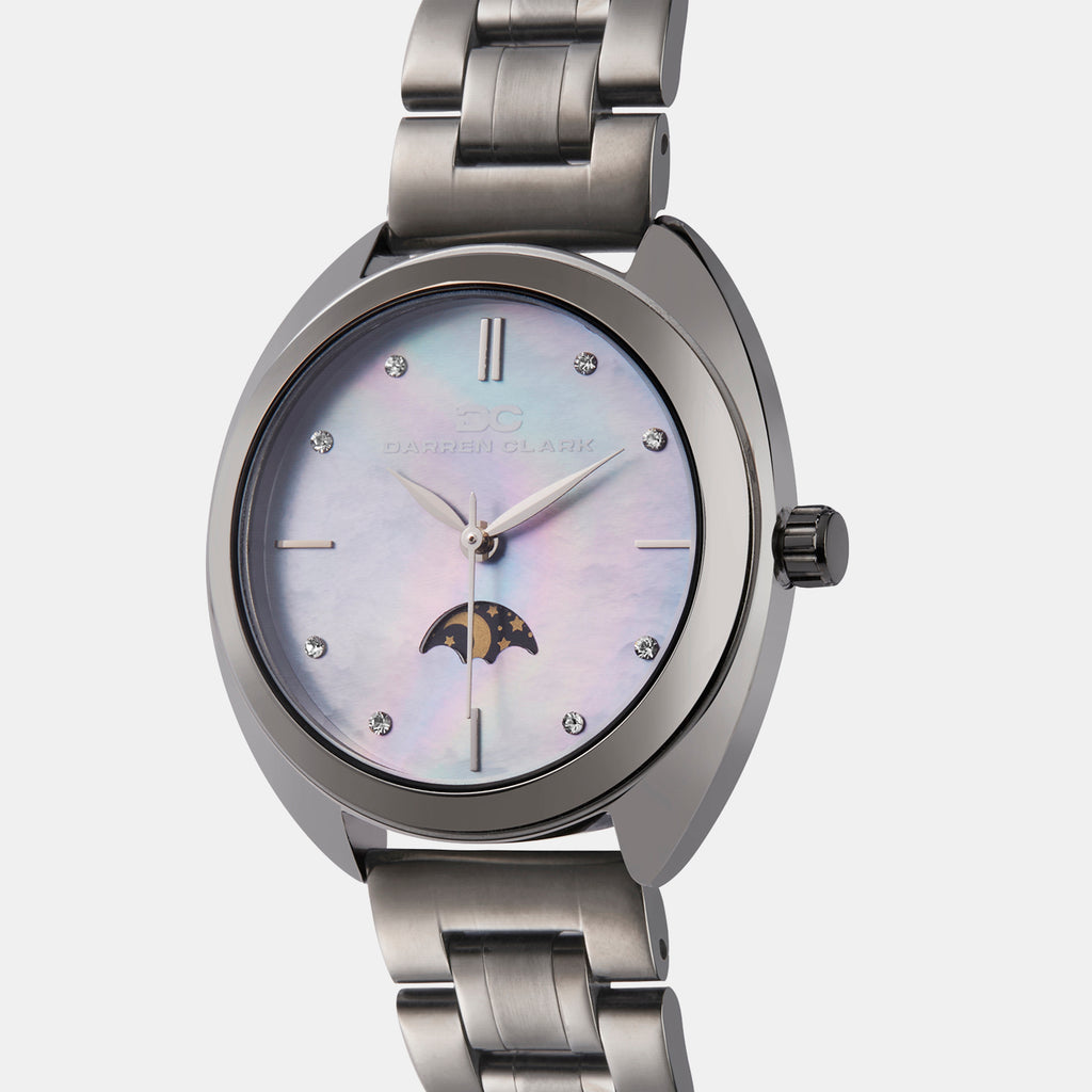 Women Quartz Sea Blue Mother Of Pearl Dial Analog Metal Watch 2011J-M0817