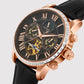 Orbit Men Automatic Rose Gold Dial Multi-Function Leather Watch 574-L30406