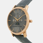 Men Quartz Grey Dial Multi-Function Leather Watch 1012F-L0815