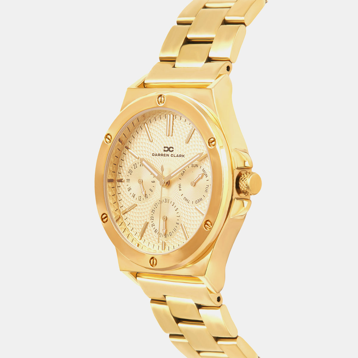 Men Quartz Gold Dial Multi-Function Metal Watch 1017B-M0208