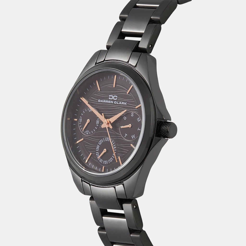 Women Quartz Black Dial Analog Metal Watch 2012F-M0404