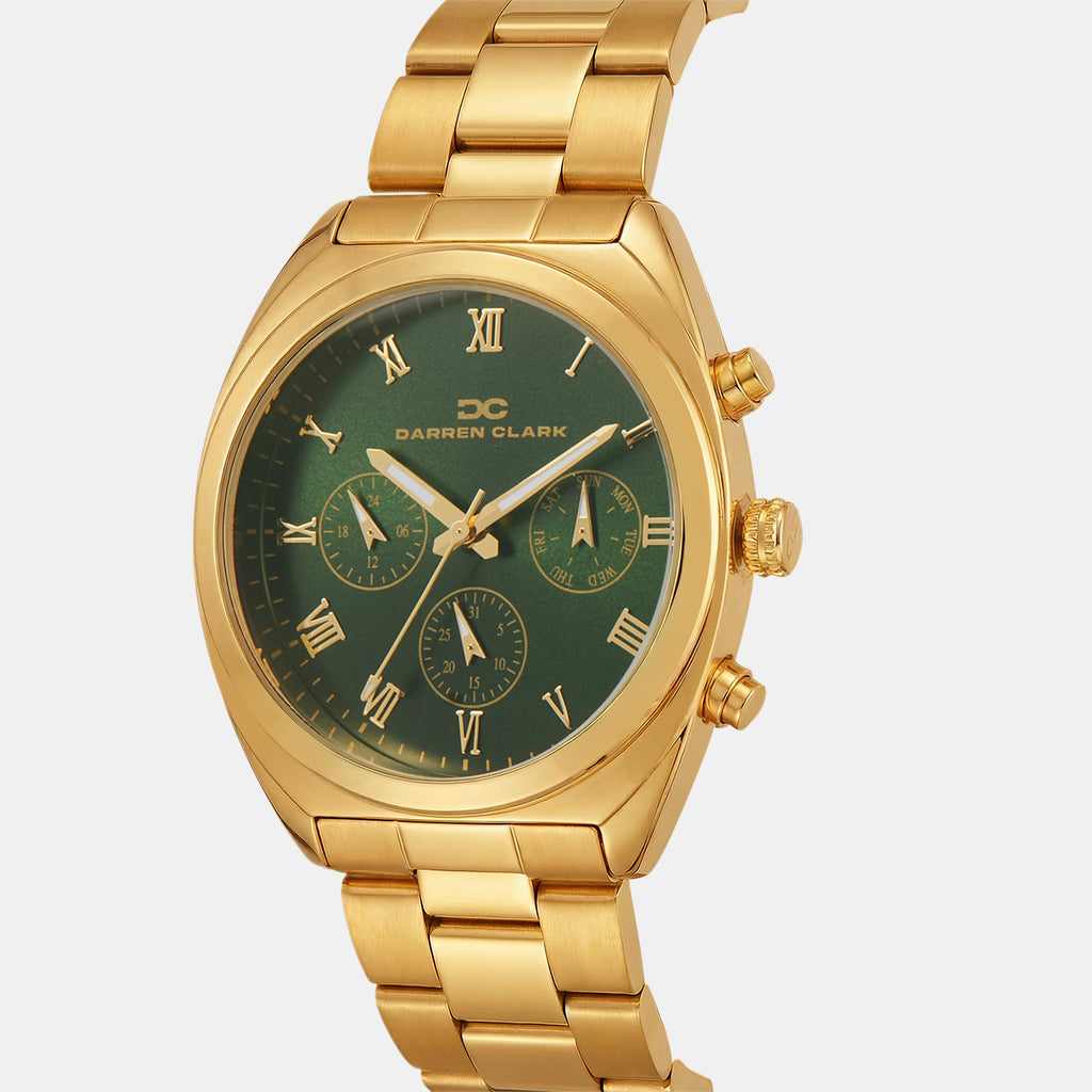 Men Quartz Green Dial Multi-Function Metal Watch 1014B-M0214