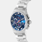 Regular Men Quartz Blue Dial Multi-Function Stainless Steel Watch 3002M-M1105