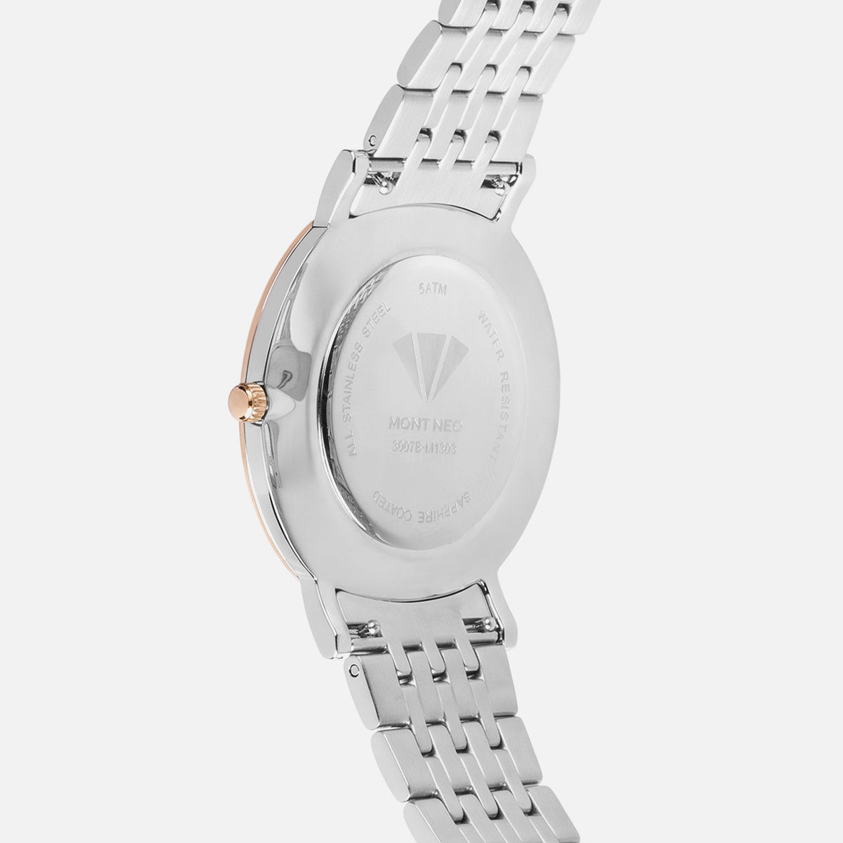 Men Quartz Silver Dial Analog Stainless Steel Watch 3007B-M1303
