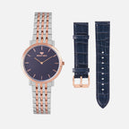Men Quartz Blue Dial Analog Stainless Steel Watch 3007B-M1305