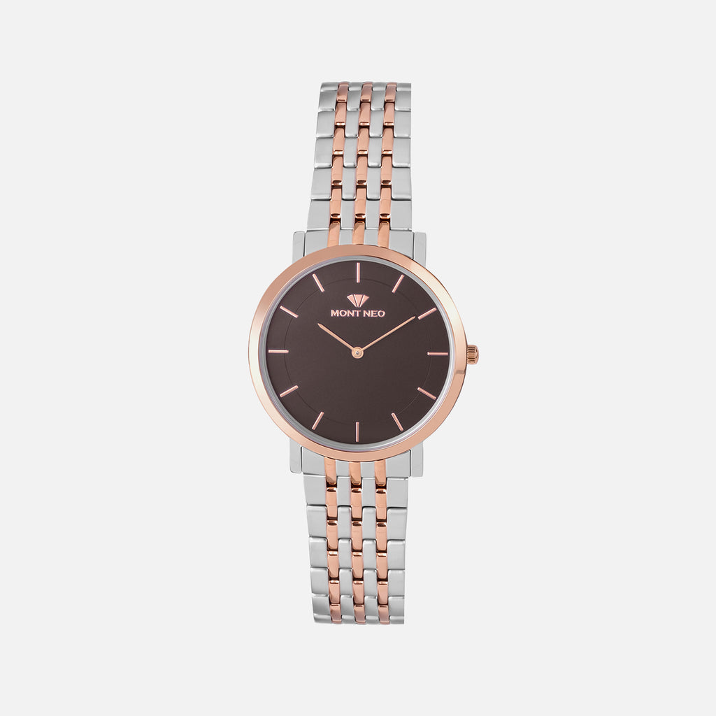 Men Quartz Brown Dial Analog Stainless Steel Watch 3007B-M1306