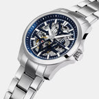 Skeletom Men Automatic Blue Dial Analog Stainless Steel Watch 304G161