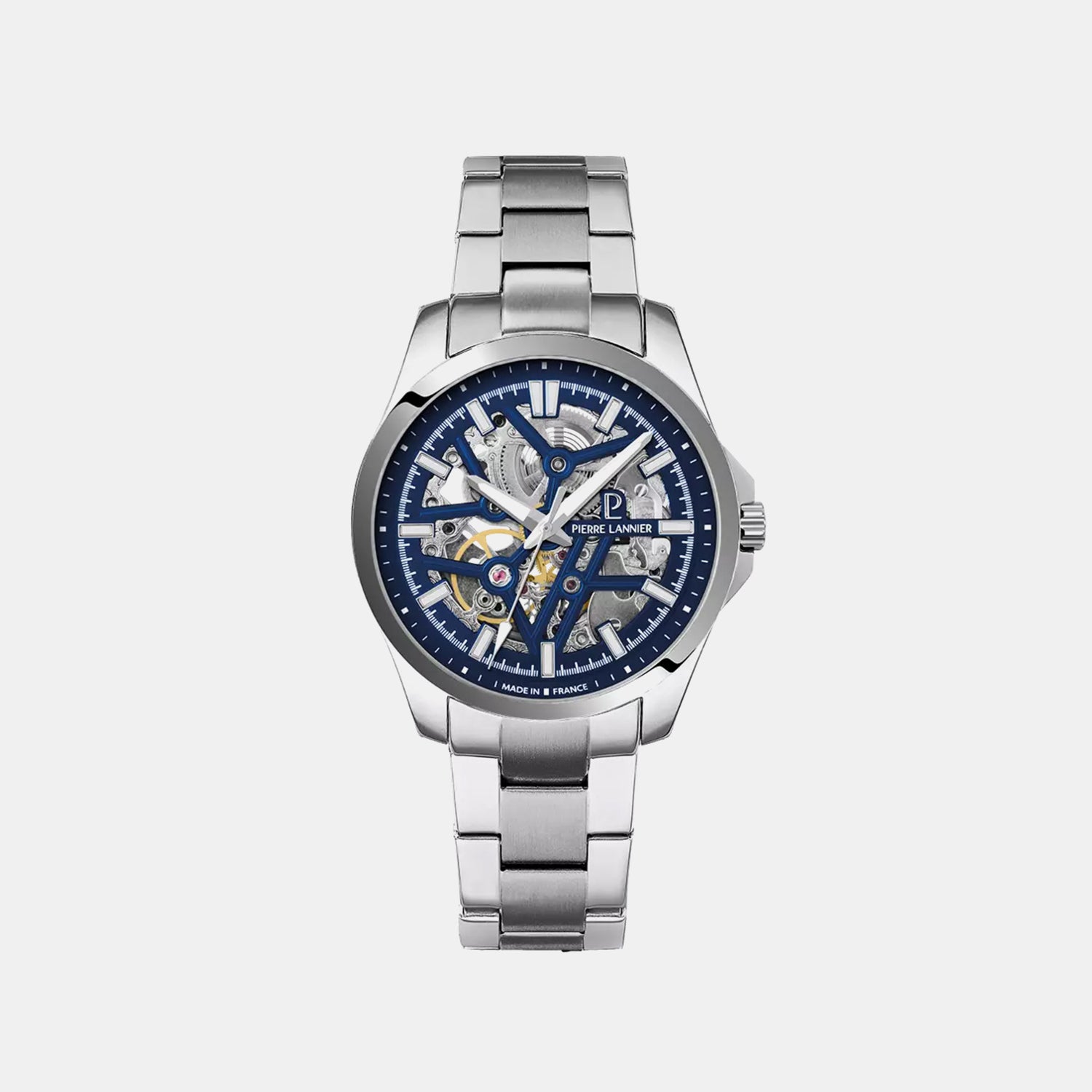 Skeletom Men Automatic Blue Dial Analog Stainless Steel Watch 304G161