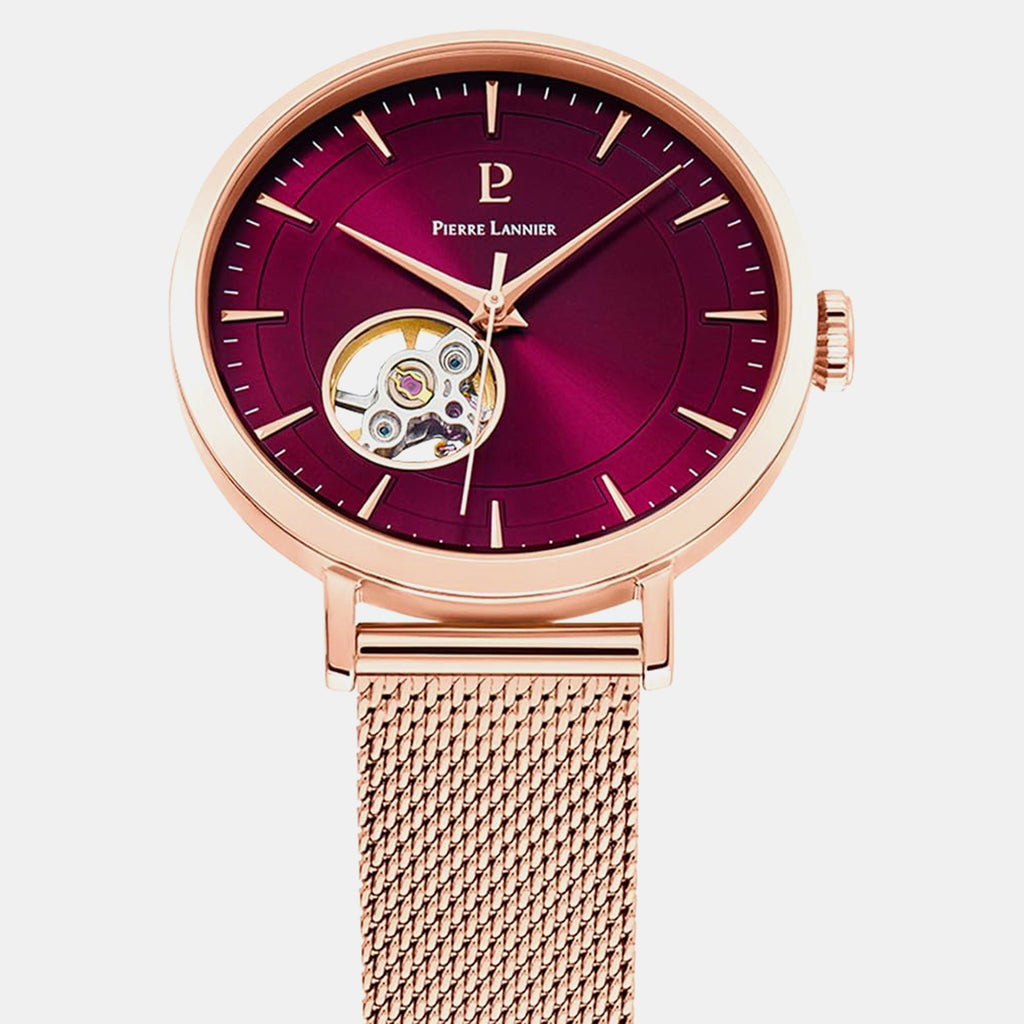Women Automatic Purple Dial Analog Stainless Steel Watch 307F988