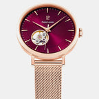 Women Automatic Purple Dial Analog Stainless Steel Watch 307F988