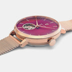 Women Automatic Purple Dial Analog Stainless Steel Watch 307F988