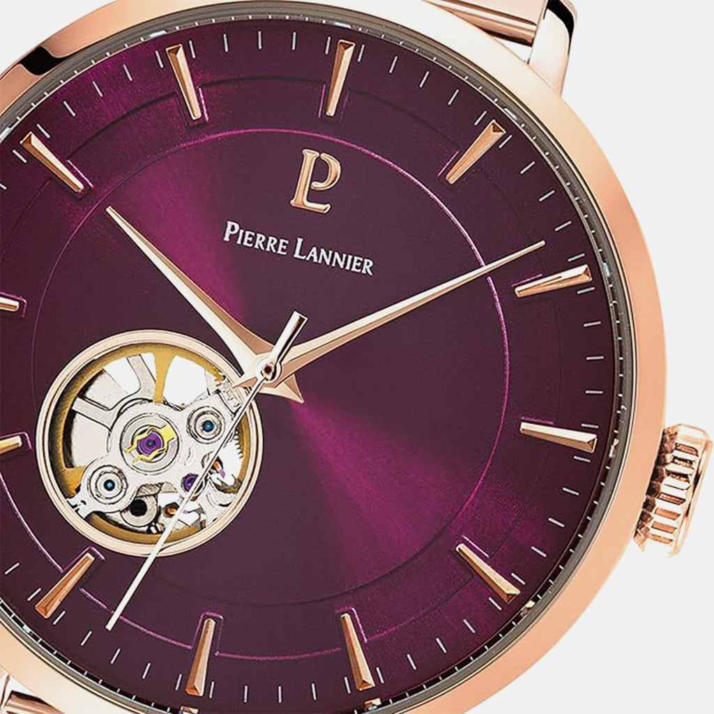 Women Automatic Purple Dial Analog Stainless Steel Watch 307F988