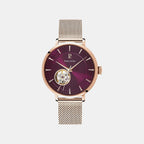 Women Automatic Purple Dial Analog Stainless Steel Watch 307F988