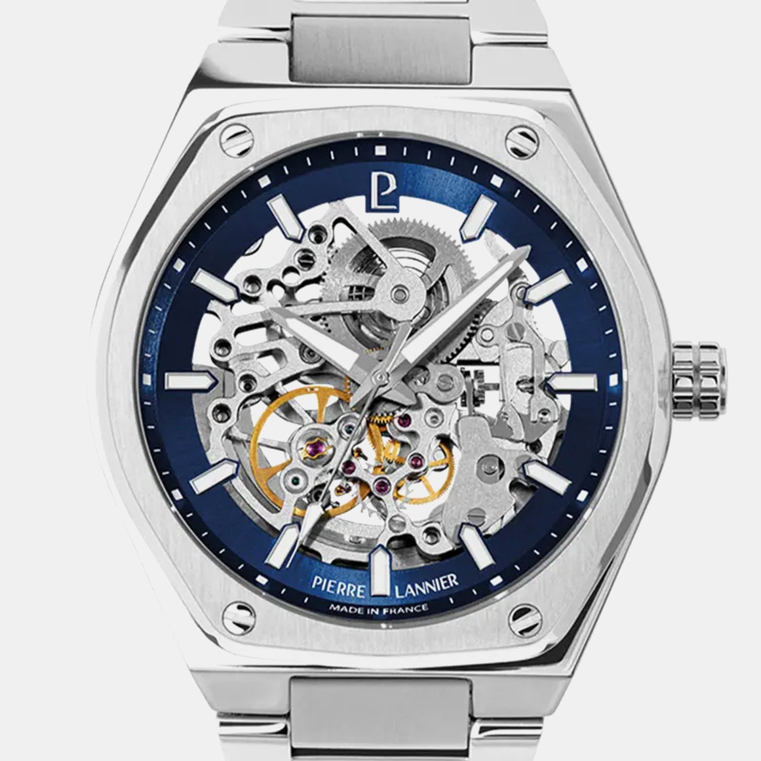 Men Automatic Silver Dial Analog Stainless Steel Watch 308G161