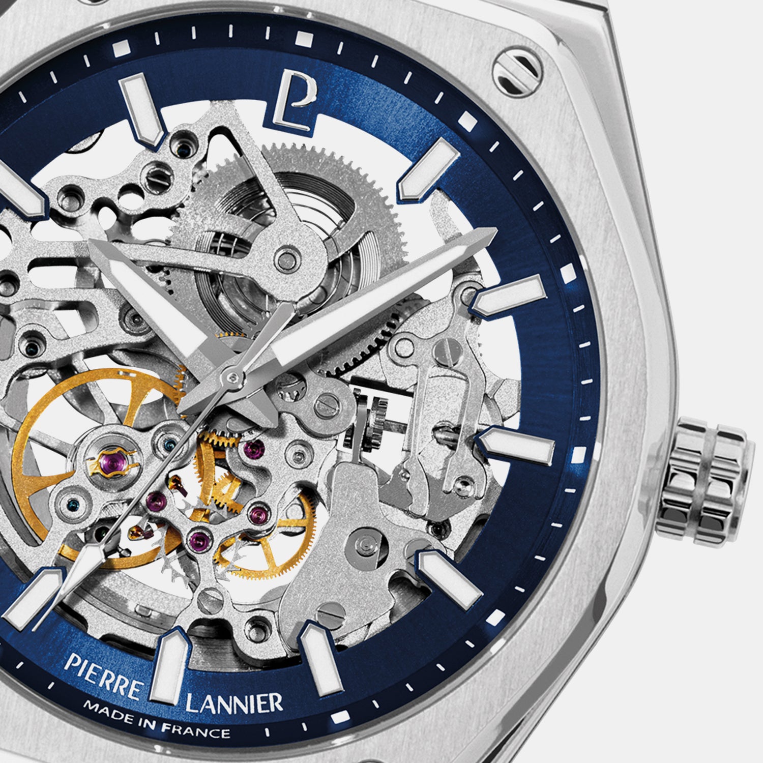 Men Automatic Silver Dial Analog Stainless Steel Watch 308G161