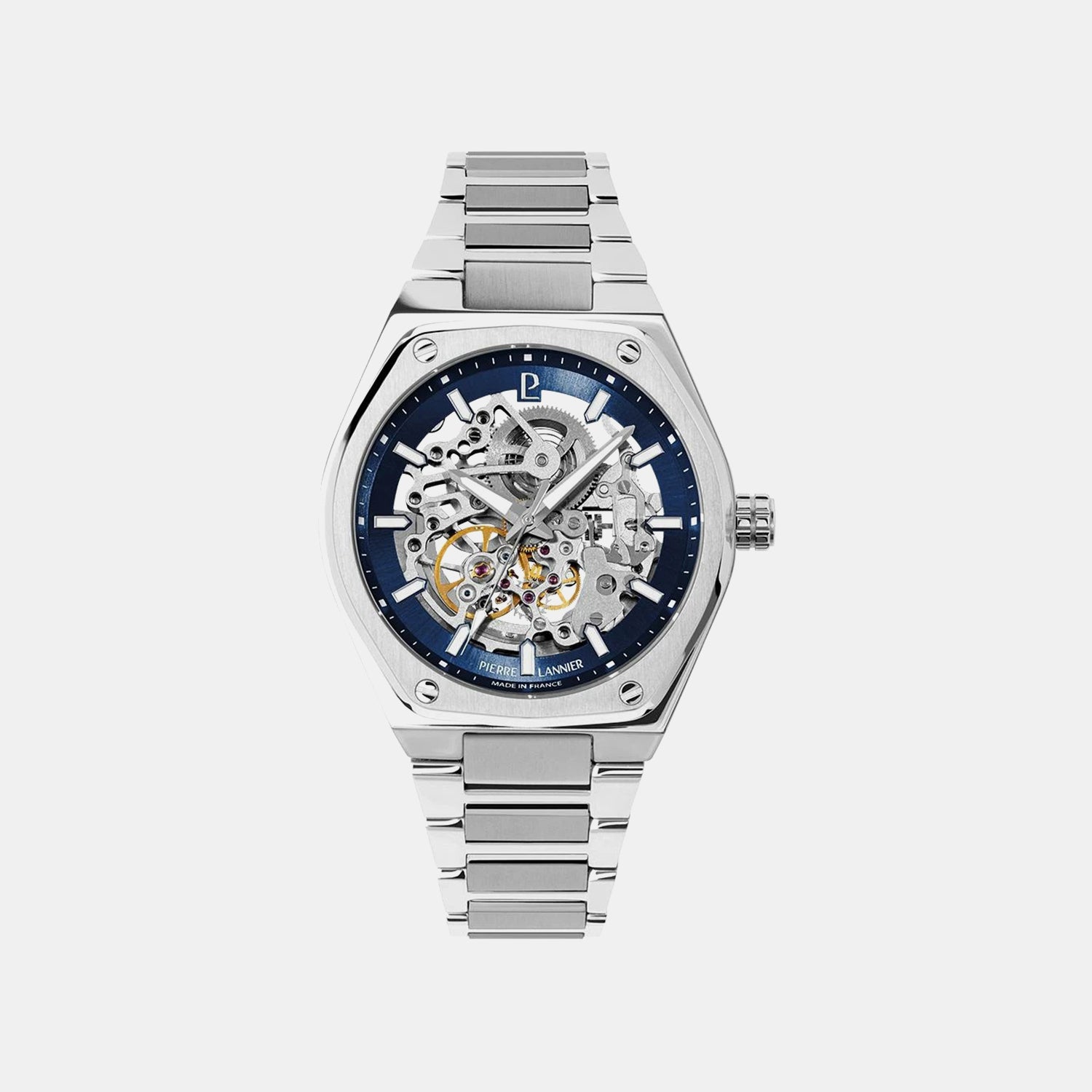 Men Automatic Silver Dial Analog Stainless Steel Watch 308G161
