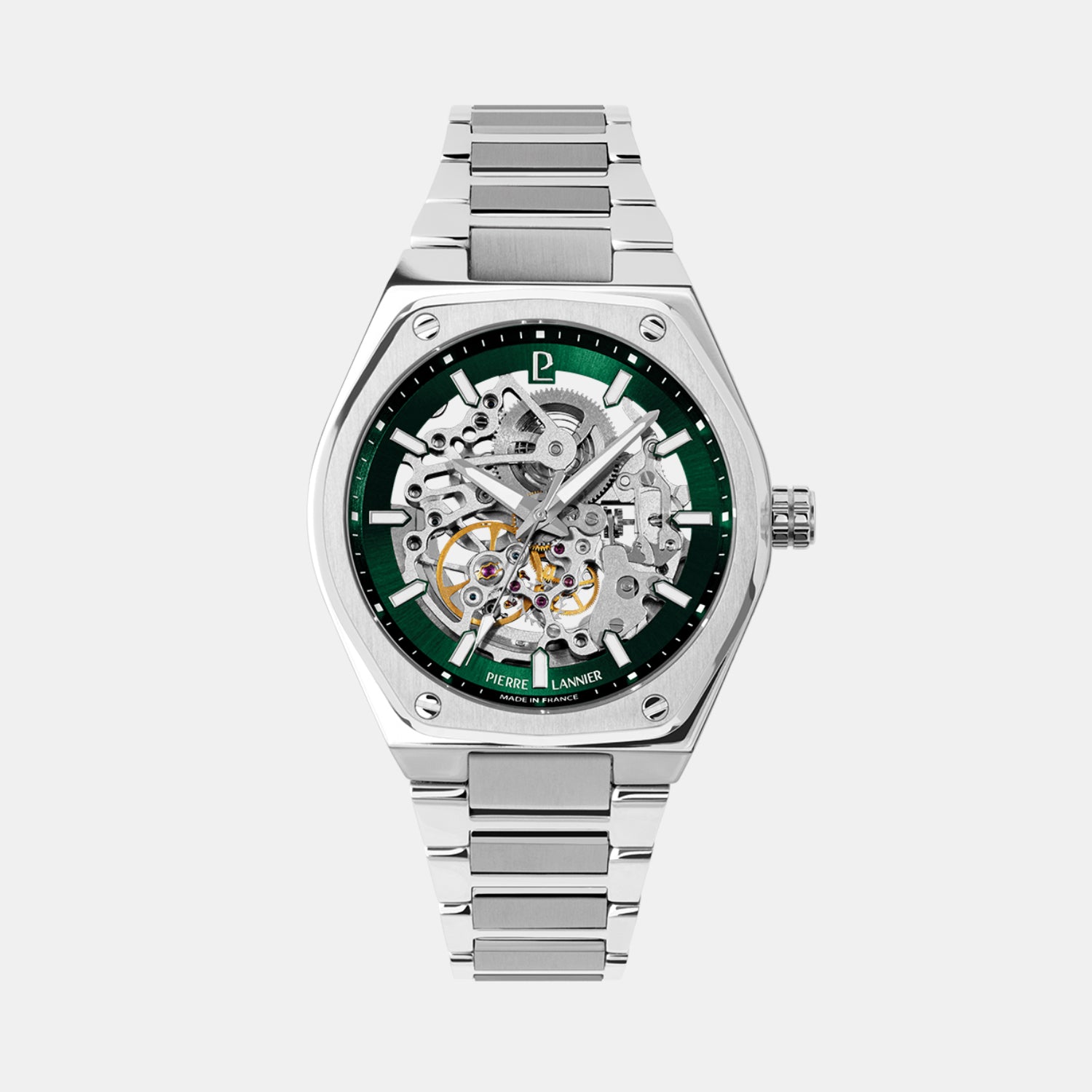Copilote Men Automatic Silver & Green Dial Analog Stainless Steel Watch 308G171