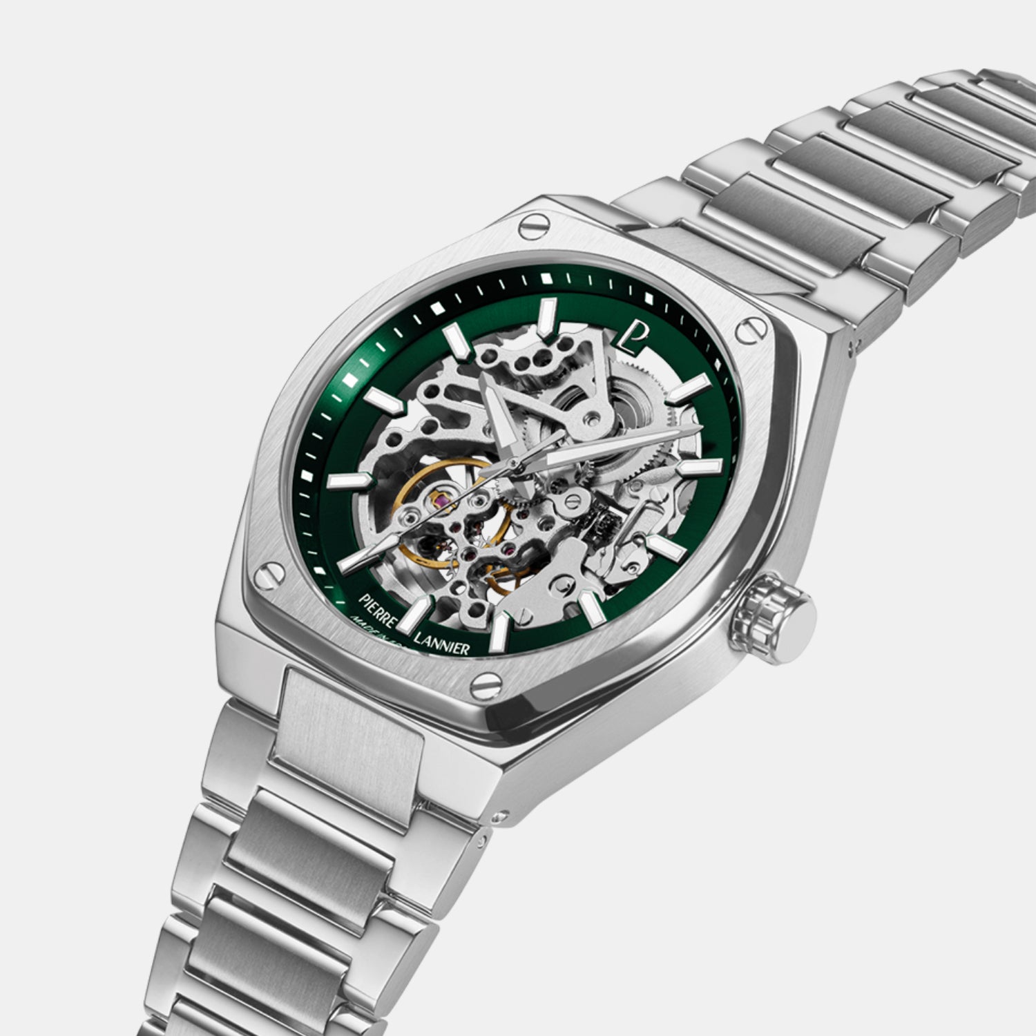 Copilote Men Automatic Silver & Green Dial Analog Stainless Steel Watch 308G171