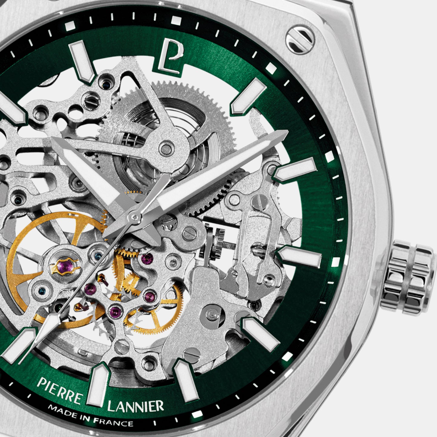 Copilote Men Automatic Silver & Green Dial Analog Stainless Steel Watch 308G171