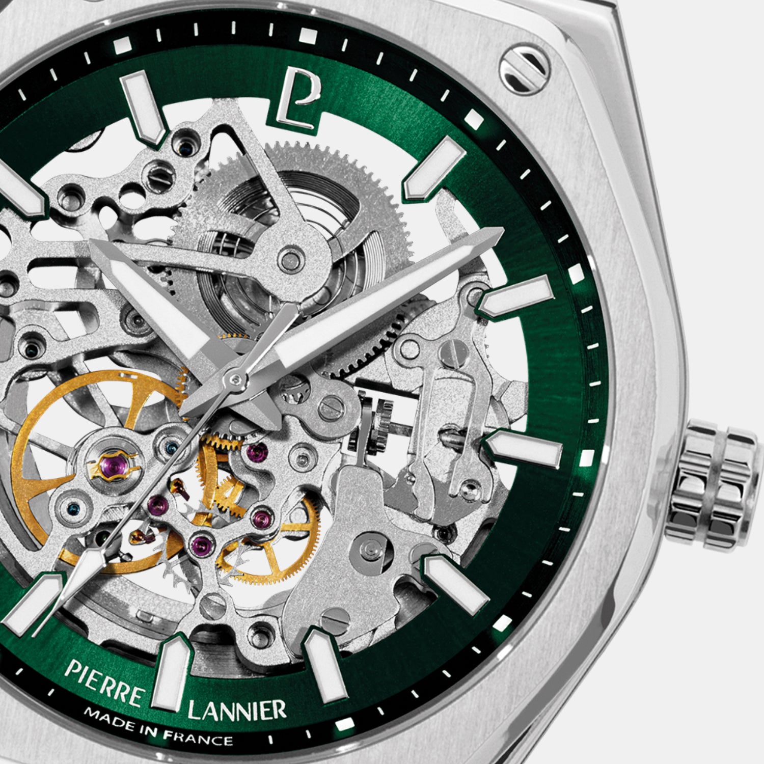 Copilote Men Automatic Silver & Green Dial Analog Stainless Steel Watch 308G171