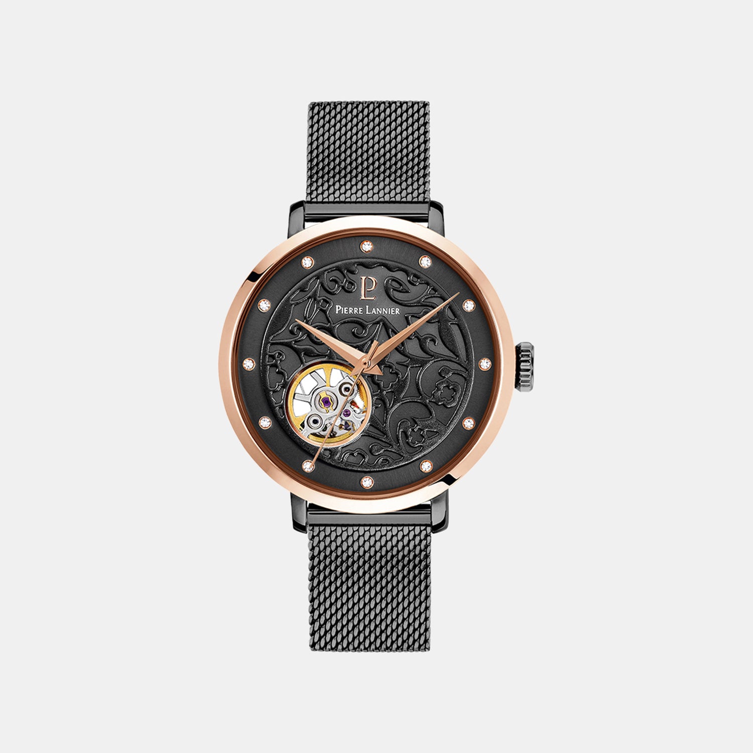 Montre Women Automatic Black Dial Analog Stainless Steel Watch 310F988