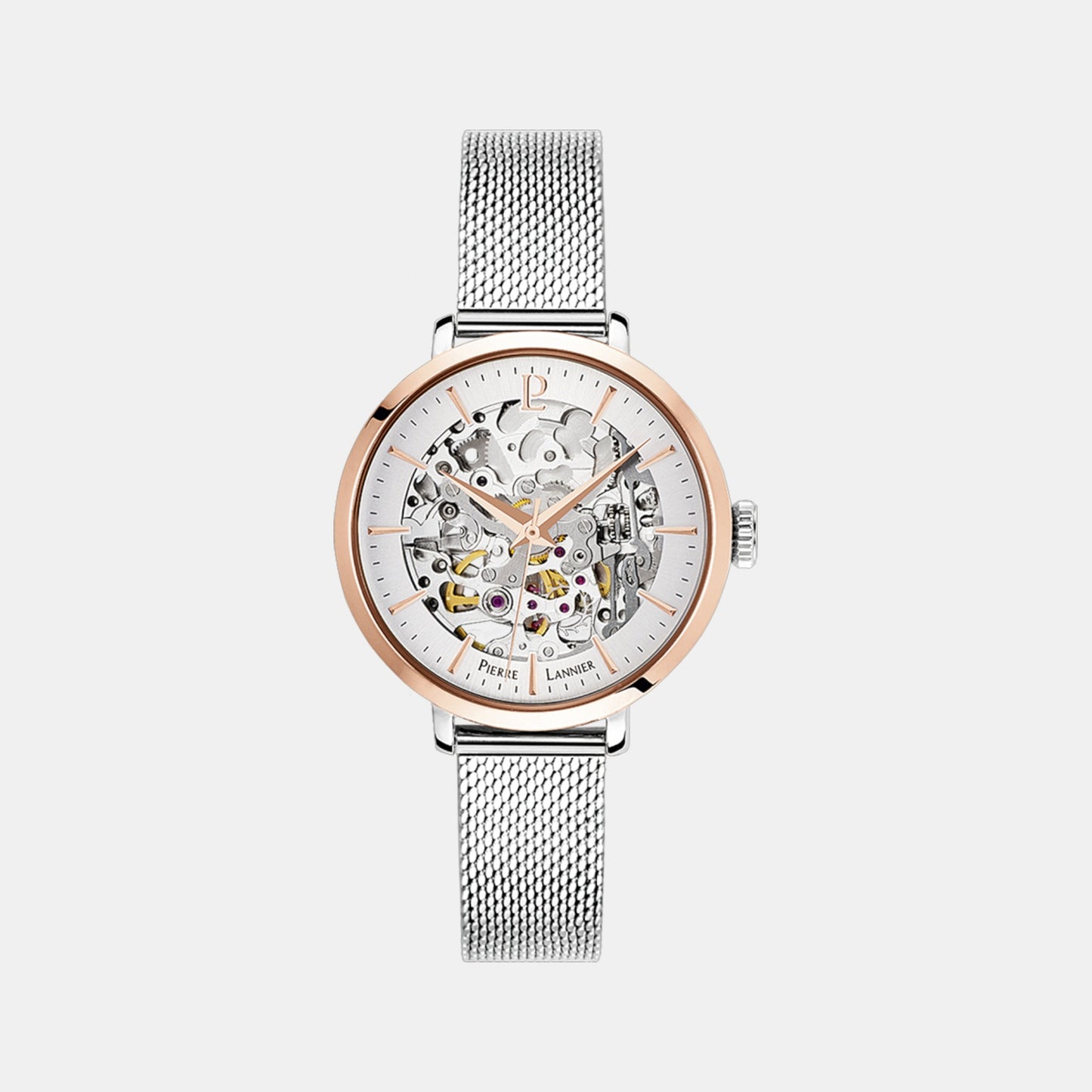 Women Automatic Silver Dial Analog Mesh Watch 312B628