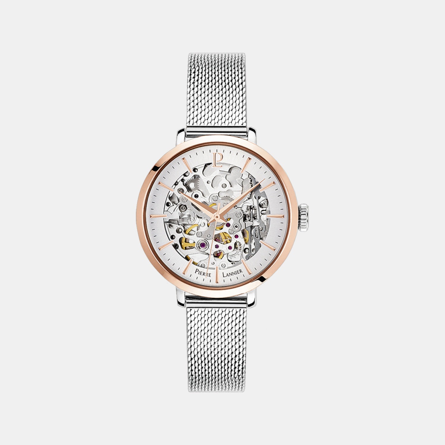 Women Automatic Silver Dial Analog Mesh Watch 312B628