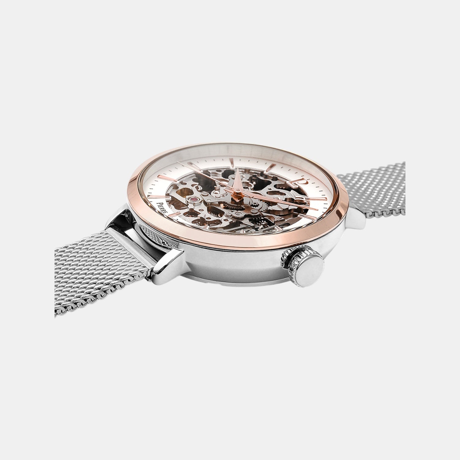 Women Automatic Silver Dial Analog Mesh Watch 312B628