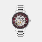 Pierre Lannier Automatic Men Automatic Burgundy Dial Analog Stainless Steel Watch 317B151-1