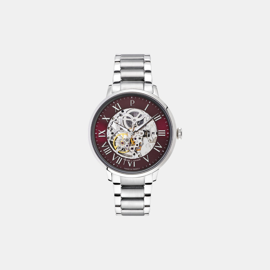 Pierre Lannier Automatic Men Automatic Burgundy Dial Analog Stainless Steel Watch 317B151-2