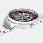 Pierre Lannier Automatic Men Automatic Burgundy Dial Analog Stainless Steel Watch 317B151-4