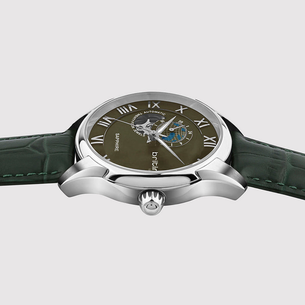 Windsor Men Automatic Green Dial Analog Leather Watch 318-L11412