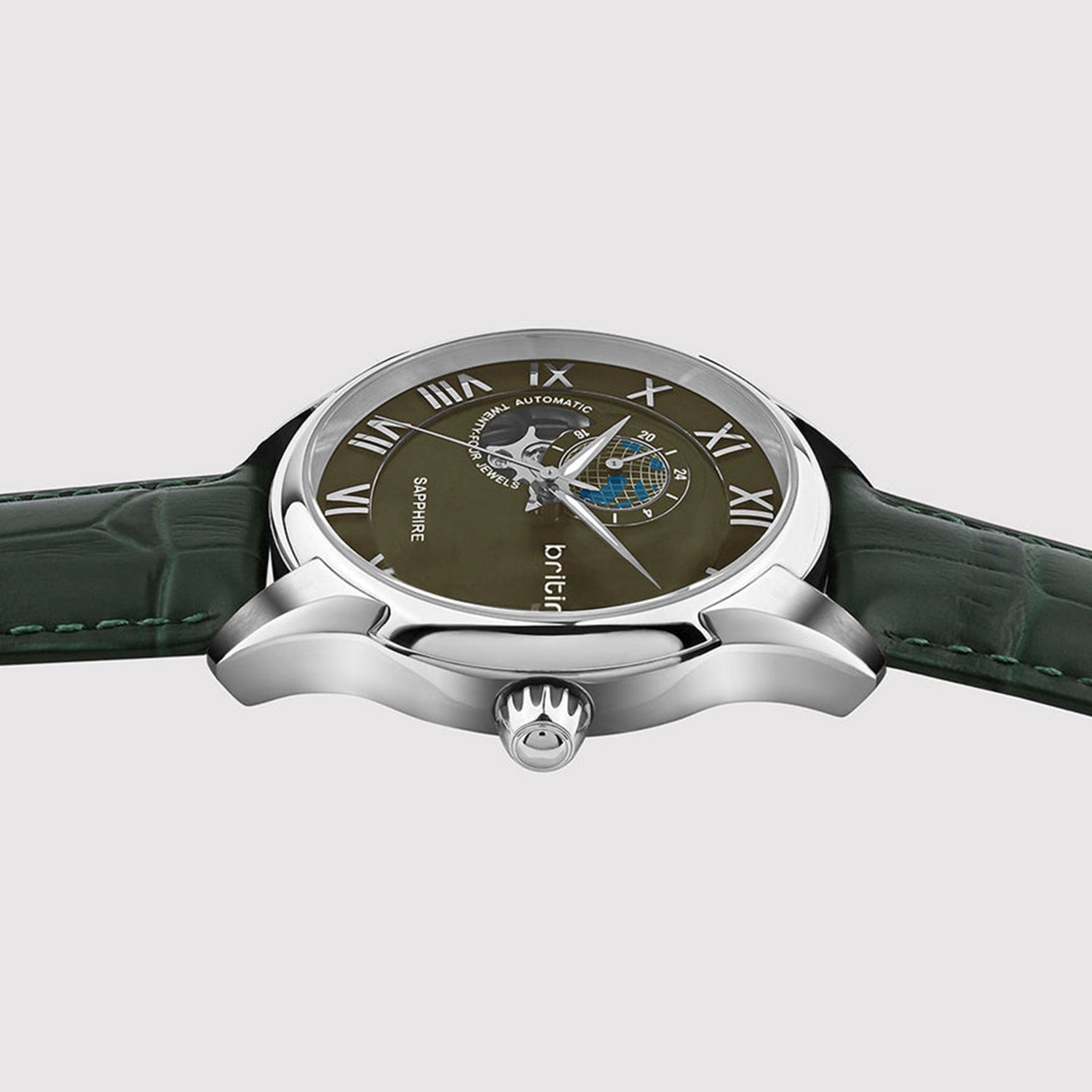 Windsor Men Automatic Green Dial Analog Leather Watch 318-L11412