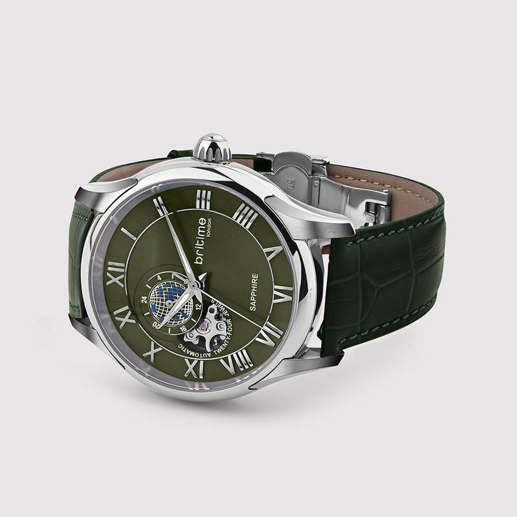 Windsor Men Automatic Green Dial Analog Leather Watch 318-L11412