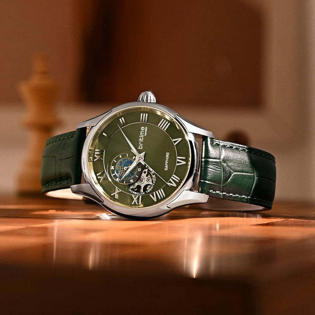 Windsor Men Automatic Green Dial Analog Leather Watch 318-L11412