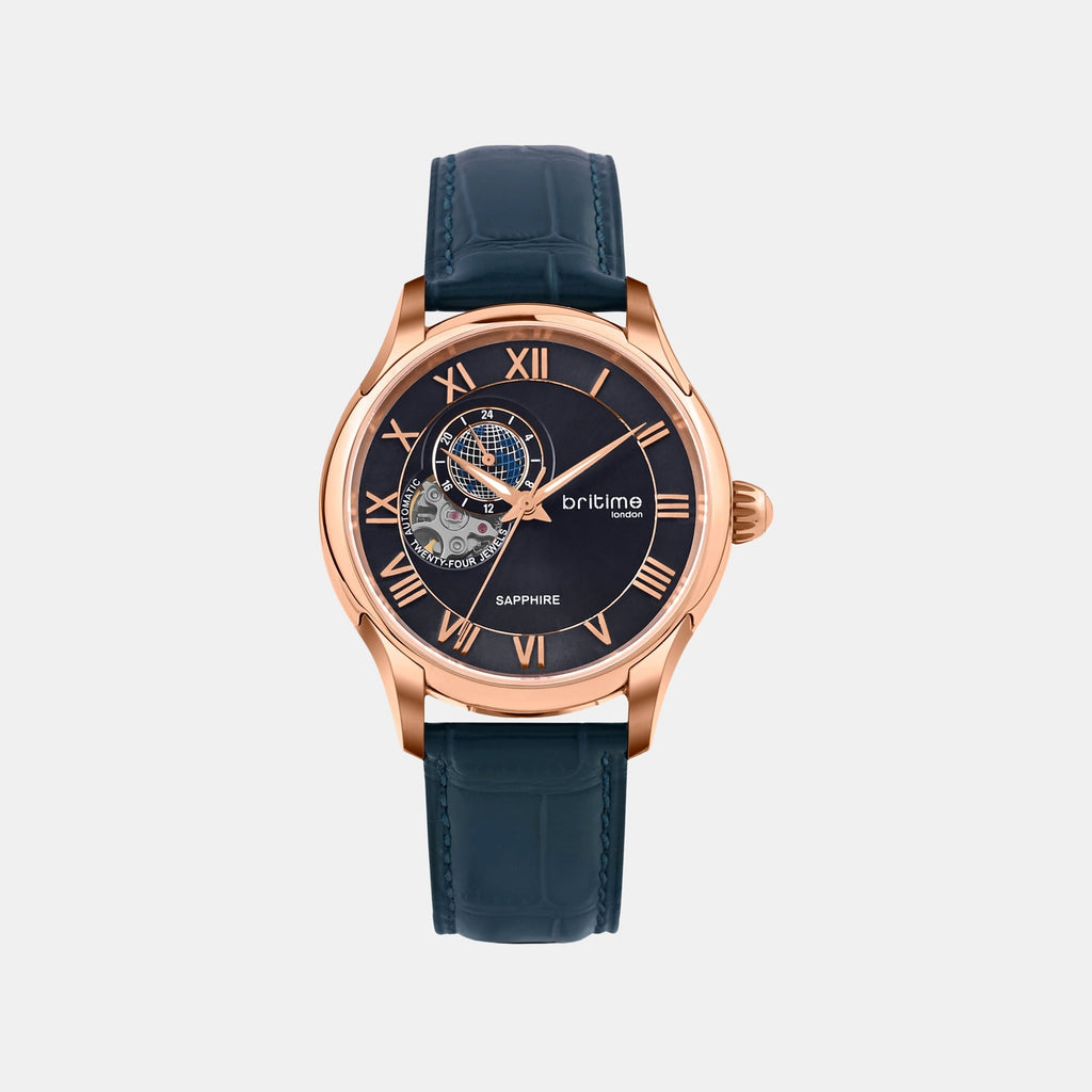 Spiral Men Automatic Blue Dial Multi-Function Leather Watch 318-L30507