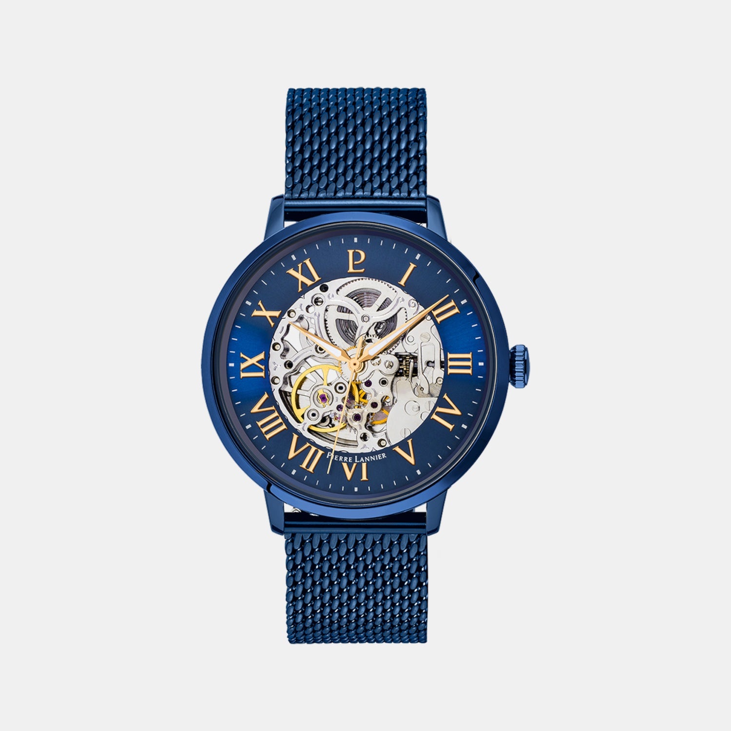 Men Automatic Blue Dial Analog Mesh Watch 318B468