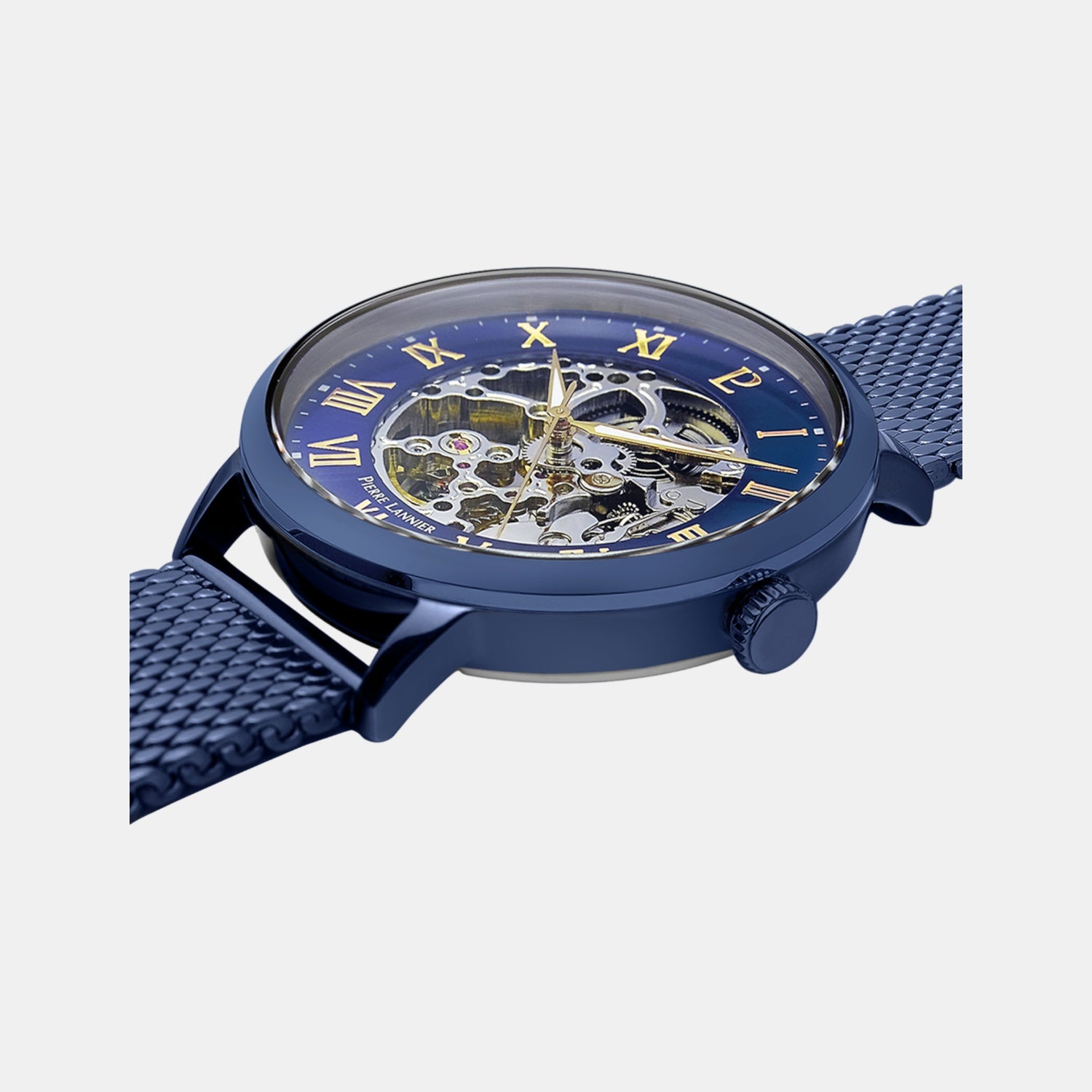 Men Automatic Blue Dial Analog Mesh Watch 318B468