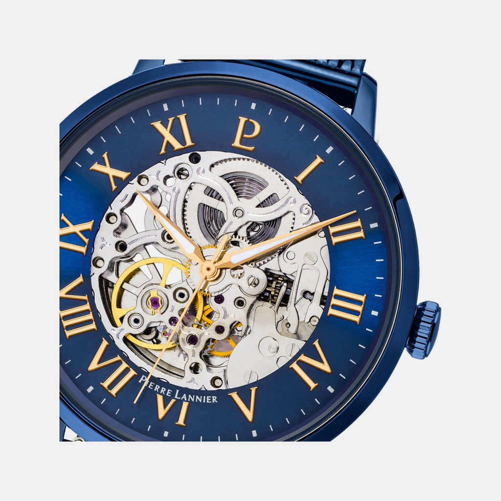 Men Automatic Blue Dial Analog Mesh Watch 318B468