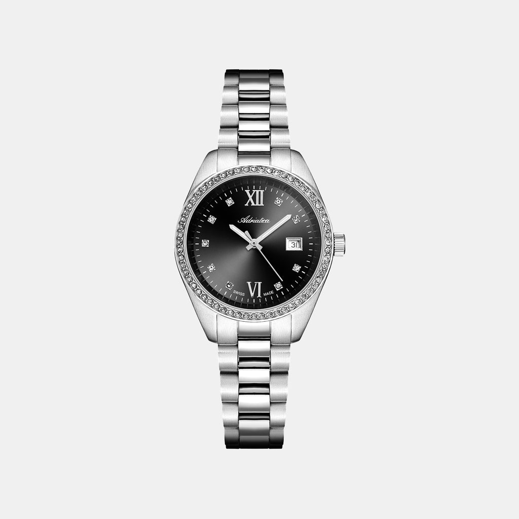 Precious Women Quartz Black Dial Analog Stainless Steel Watch A3199.5184SQZ