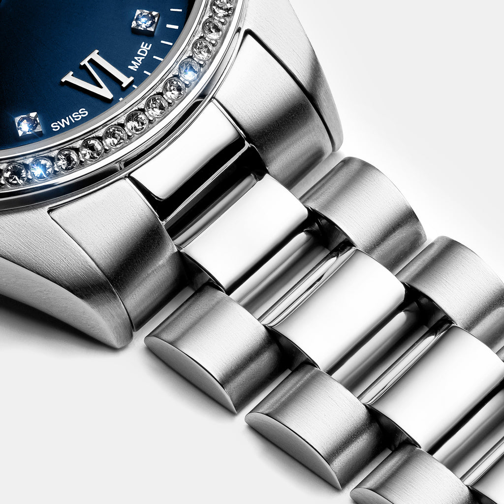 Precious Women Quartz Blue Dial Analog Stainless Steel Watch A3199.5185SQZ