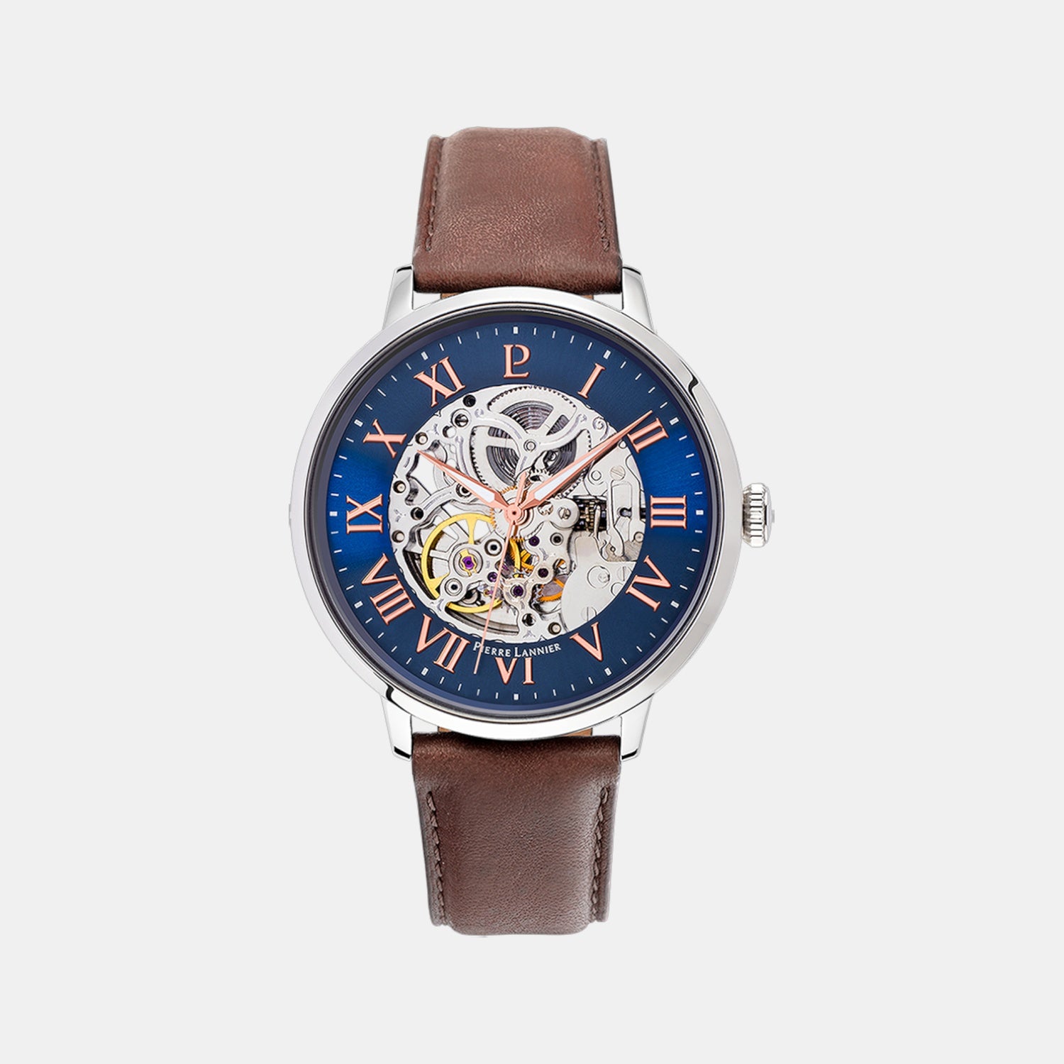 Men Automatic Blue Dial Analog Leather Watch 322B164