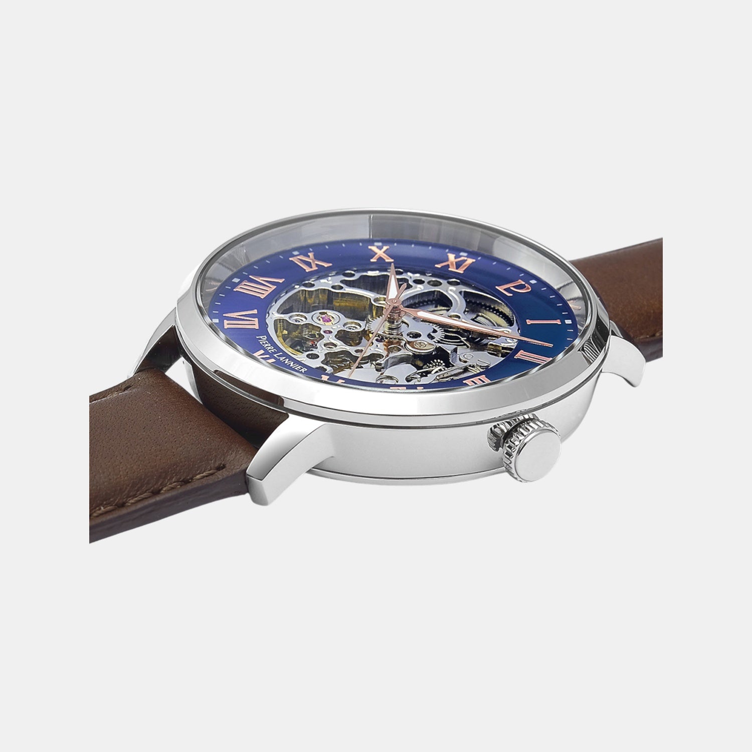 Men Automatic Blue Dial Analog Leather Watch 322B164