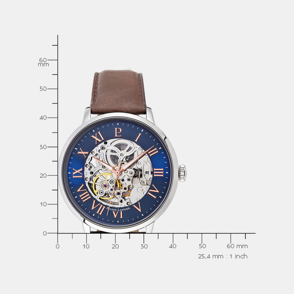 Men Automatic Blue Dial Analog Leather Watch 322B164