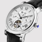 Motion Men Automatic Silver Dial Multi-Function Leather Watch 323-L10306