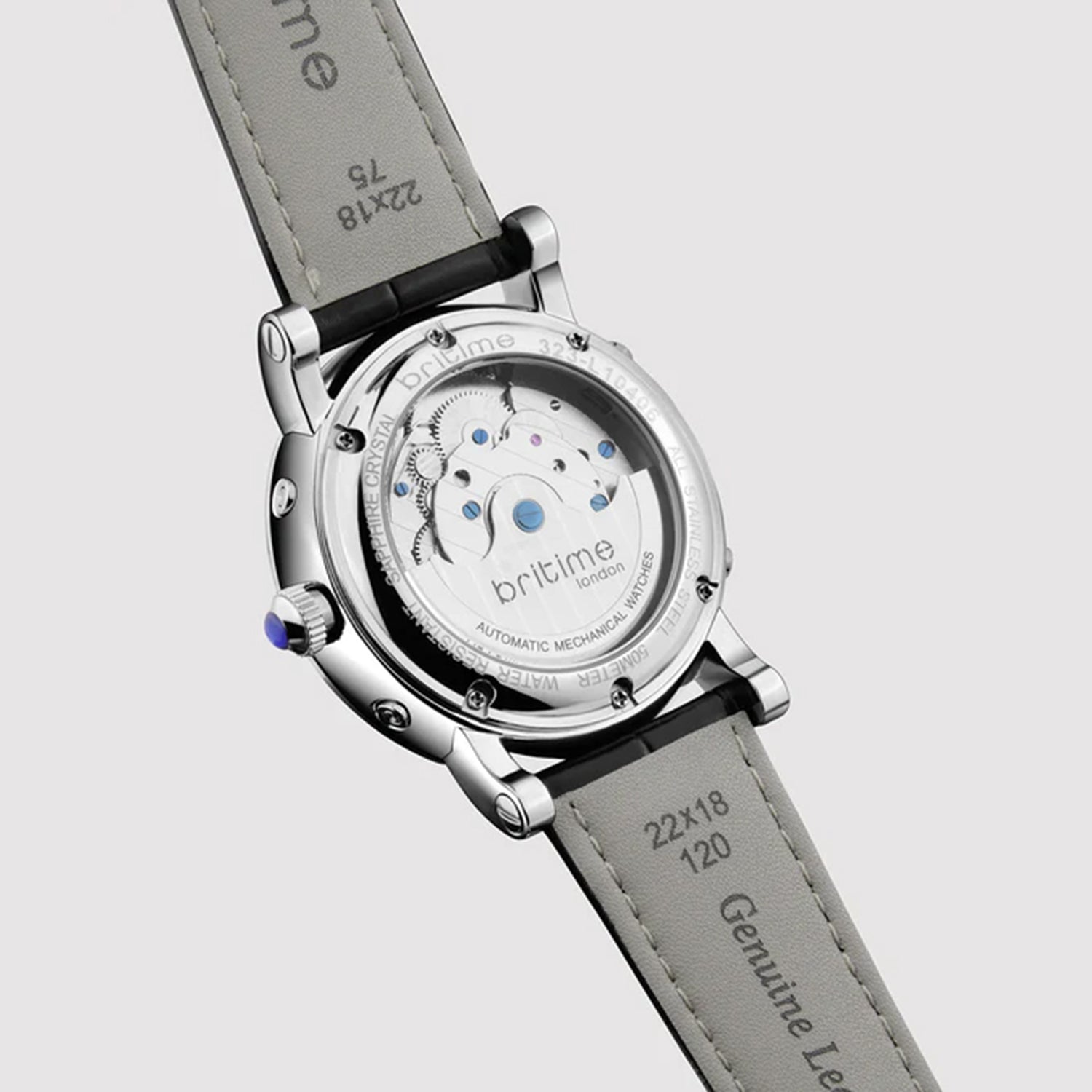 Motion Men Automatic Silver Dial Multi-Function Leather Watch 323-L10306