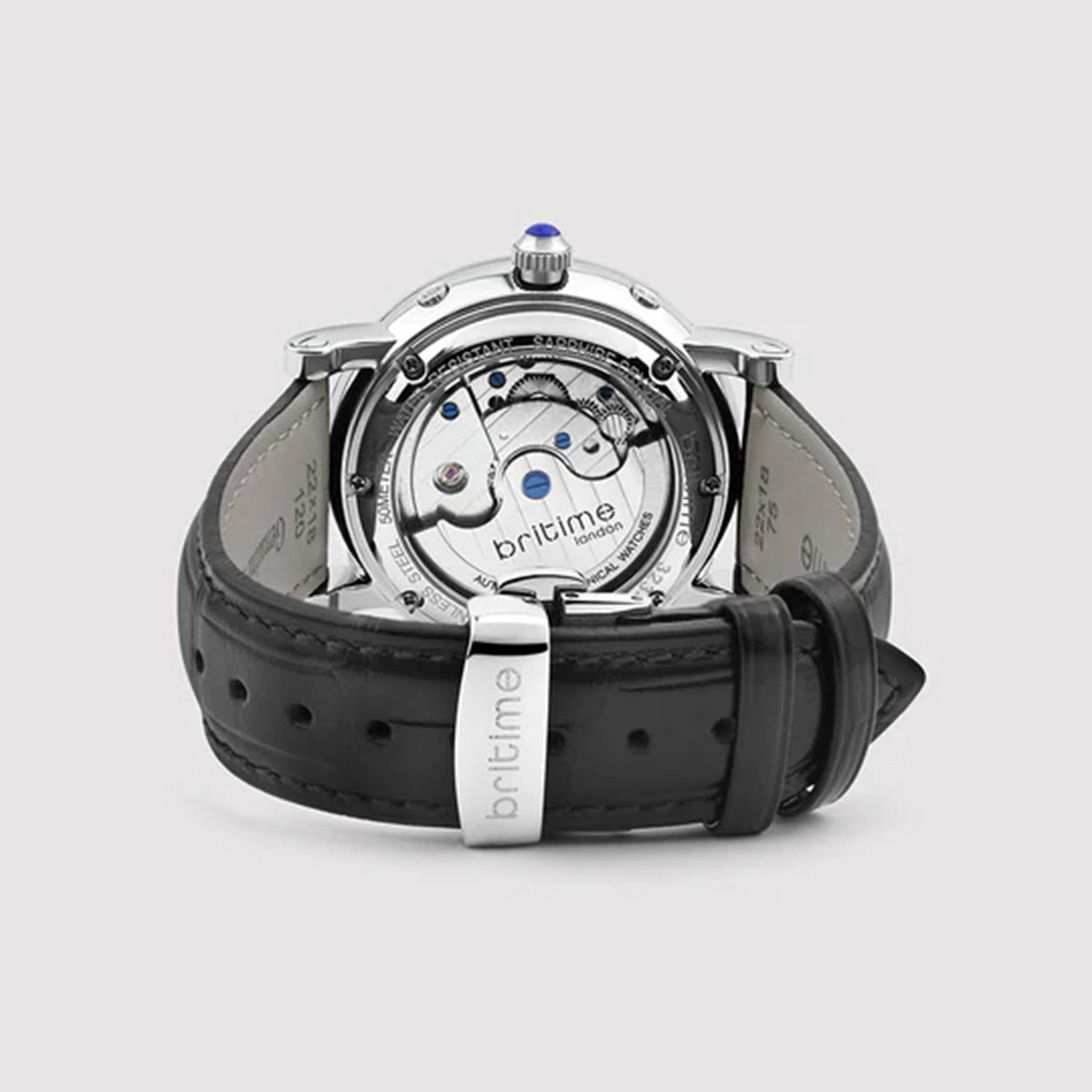 Motion Men Automatic White Dial Multi-Function Leather Watch 323-L10306