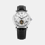 Motion Men Automatic Silver Dial Multi-Function Leather Watch 323-L10306