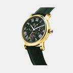 Motion Men Automatic Green Dial Multi-Function Leather Watch 323-L21412